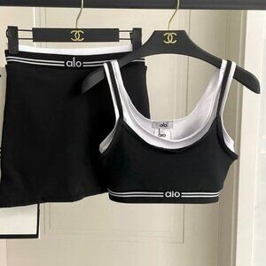 ALO Yoga Women's Workout Tank and Skirt Set